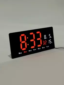 Часы электронные настенные, 36.215.5 см, красные цифры