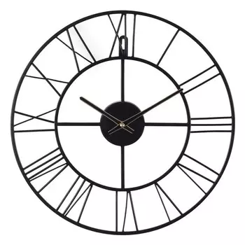 Часы настенные, интерьерные: Лофт, бесшумные, d-40 см, черные