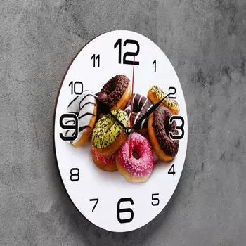 Часы настенные кухонные "Пончики", 24 см