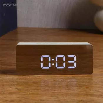 Часы электронные настольные "Кержан", белая индикация, от USB, 7х14 см