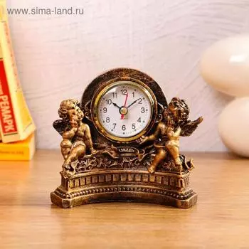 Часы настольные интерьерные на батарейках "Ангелы", 14 х 7 х 12.5 см, циферблат d-4.7 см