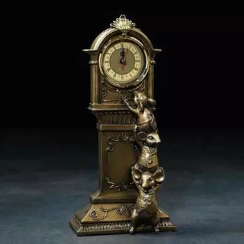 Часы настольные интерьерные каминные "Часы с мышками", 9 х 16 х 34 см