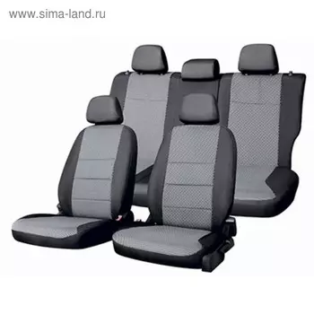 Чехлы на Volkswagen Tiguan NF, I покол., 2007-17 со столиком Жаккард 15 пред, Skyway ч-Серый , Vw3-2