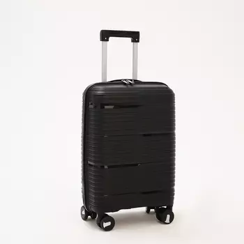 Чемодан малый 20", отдел на молнии, кодовый замок, 4 колеса, цвет чёрный