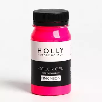Декоративный гель для волос, лица и тела COLOR GEL Holly Professional, Pink Neon, 100 мл