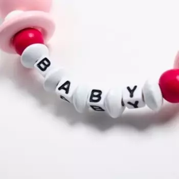 Держатель для соски - пустышки M&B «Мишка», деревянный, розовый