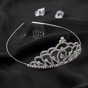 Диадема для волос «Аделина», корона, 5 см, серебро