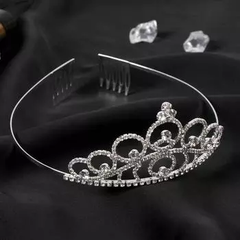 Диадема для волос "Аделина" круги, 5 см, серебро