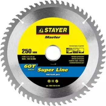 Диск пильный по дереву STAYER SUPER-Line 3682-250-32-60, 250х32 мм, 60Т