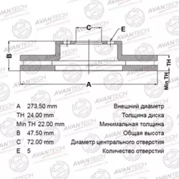 Диск тормозной AVANTECH (FR) Mazda6 GG,GY (02-07) . PREMACY 07.01.2001 -