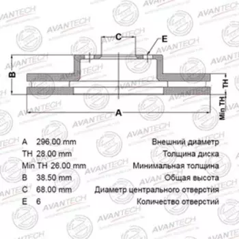 Диск тормозной AVANTECH (FR) Pathfinder III(04-)