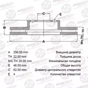 Диск тормозной AVANTECH (FR) Rio III (05-)