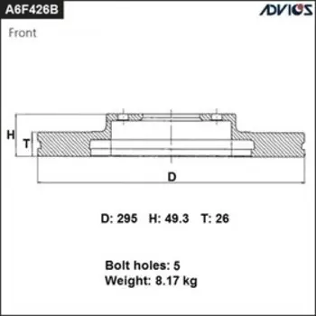 Диск тормозной пер. ADVICS (F) TOYOTA AVENSIS T250 (03-08)