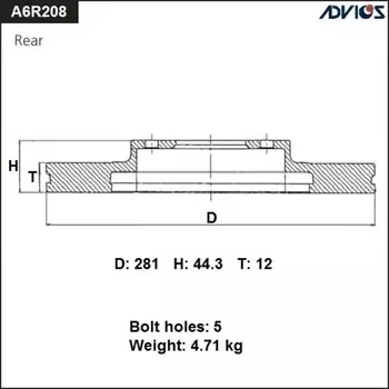 Диск тормозной зад. ADVICS (R) CAMRY #V70 / RAV4 #A50 / LEXUS NX AGZ10 (14-)