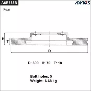 Диск тормозной зад. ADVICS (R) LEXUS RX GGL15L / GYL15L (12-15)
