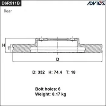 Диск тормозной зад. ADVICS (R) MITSUBISHI PAJERO V98W (06-)