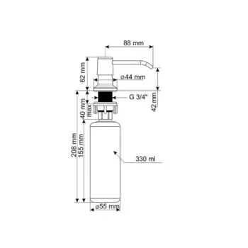 Дозатор для моющих средств Ulgran Quartz UQ-01, цвет 07 уголь