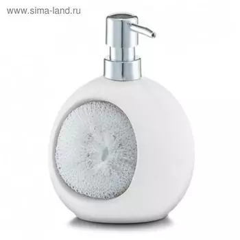 Дозатор для моющих средства с мочалкой, белая керамика