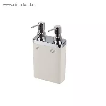 Дозатор двойной Viva, 0,3 л, 0,6 л, 12,5 х 6 х 22 см, цвет бежевый