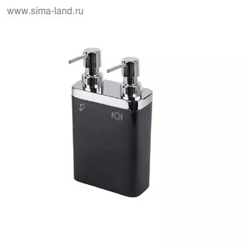 Дозатор двойной Viva, 0,3 л, 0,6 л, 12,5 х 6 х 22 см, цвет чёрный