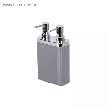 Дозатор двойной Viva, 0,3 л, 0,6 л, 12,5 х 6 х 22 см, цвет серый
