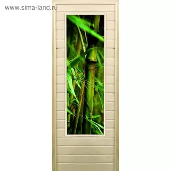 Дверь для бани со стеклом (43*129), "Бамбук-1", 19070см, коробка из осины