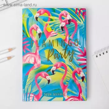 Ежедневник Flamingo party, 96 л, искусственная кожа