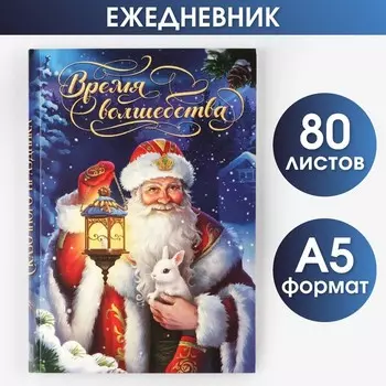 Новый год. Ежедневник в тонкой обложке А5, 80 л «Время волшебства»