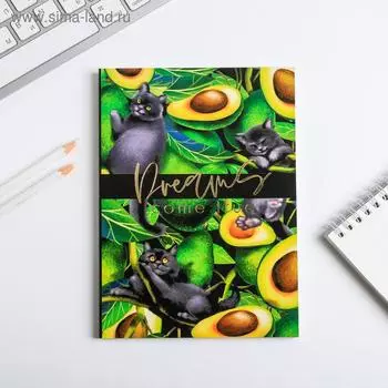 Ежедневник в тонкой обложке с тиснением Dreams come true avocado, А5, 80 листов