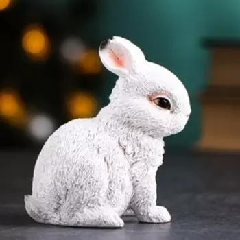 Фигура "Задумчивый зайка" белый, 8х6х9см