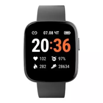 Фитнес-браслет Geozon Marathon G-SM19BLK, 1.4", пульсометр, пульсоксиметр, 230мАч, черный