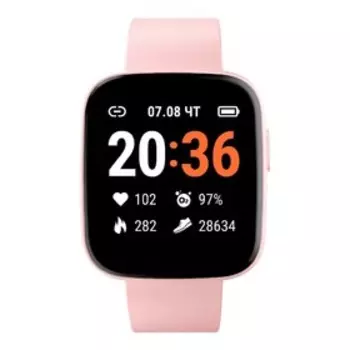 Фитнес-браслет Geozon Marathon G-SM19PNK, 1.4", пульсометр, пульсоксиметр, 230мАч, розовый