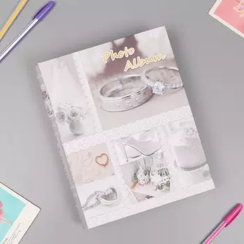 Фотоальбом на 200 фото 10х15 см "Свадебные хлопоты" в коробке серебр обводка 5,5х20,5х26,5см 10749