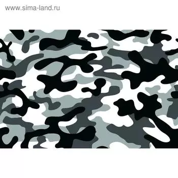 Баннер на забор, 250200 см, с фотопечатью, люверсы шаг 1 м, «Камуфляж белый/серый/чёрный», Greengo