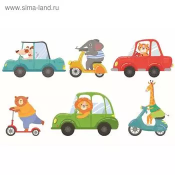 Фотобаннер, 300 200 см, с фотопечатью, люверсы шаг 1 м, «Зверята на транспорте», Greengo