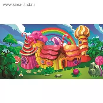Фотосетка, 300 158 см, с фотопечатью, люверсы шаг 1 м, «Пряничный домик», Greengo