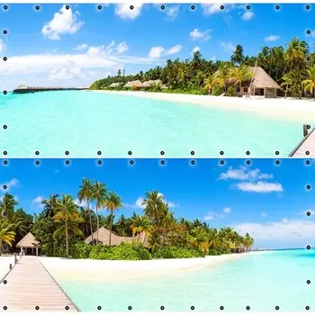 Фотосетка, из двух полотен по 314 155 см, с фотопечатью, люверсы шаг 0.3 м, «Остров Бали»