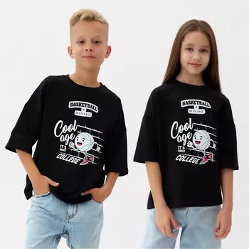 Футболка детская MINAKU: bascetball kids, чёрная, рост 98 см