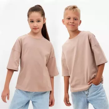 Футболка детская MINAKU:Basic line kids цвет бежевый, рост 140 см