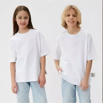 Футболка детская MINAKU:Basic line kids, белая, рост 122 см