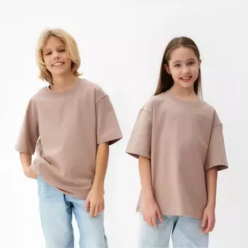 Футболка детская MINAKU:Basic line kids, бежевая, рост 104 см