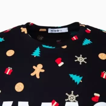 Футболка мужская KAFTAN Xmas family, размер 48, хлопок 100%, чёрная