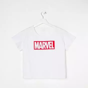 Футболка укороченная «Marvel» Мстители, цвет белый