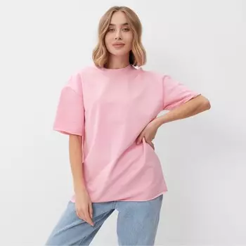 Футболка женская MINAKU OVERSIZE FIT: цвет светло-розовый, р-р 46