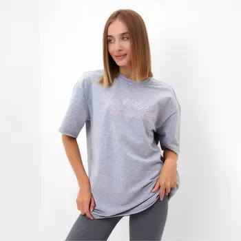 Футболка женская MINAKU: SPORTY & STYLISH, светло-серая, размер 50