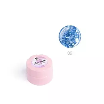Гель для дизайна ногтей Adricoco Glow Bomb, №09 зимнее небо, 5 мл