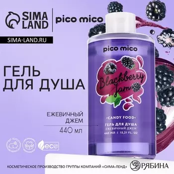 Гель для душа женский, 440 мл, аромат ежевичного джема, PICO MICO