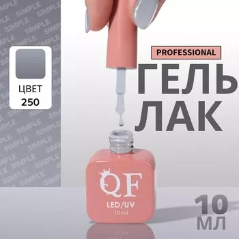 Гель лак для ногтей, однотонный, трехфазный, 10 мл, LED/UV, серый (250)