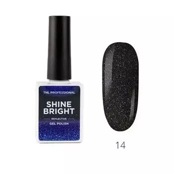Гель-лак TNL Shine Bright, №14 чёрное серебро, 10 мл