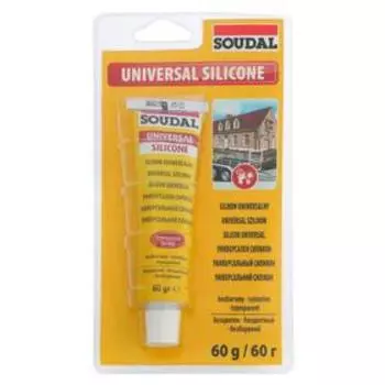 Герметик Soudal, силиконовый, универсальный, бесцветный, 60 гр